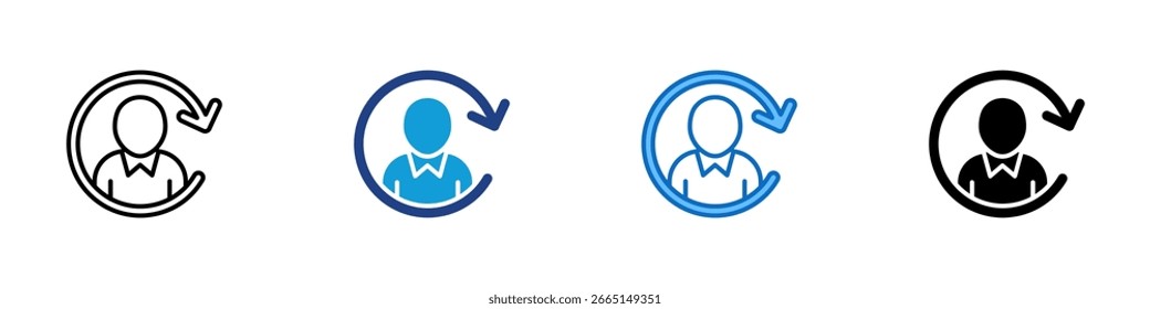 Continuous Development Multi Style Icon Vector Design - A person within a circular arrow, symbolizing self-improvement or continuous development