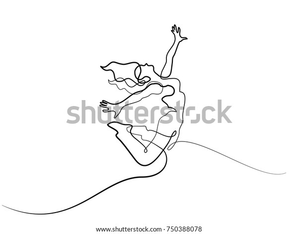 Continuous Different Width Line Drawing Happy Stock Vector (Royalty ...