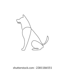 Continuous dog pet animal single line art outline Vector illustration