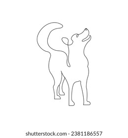 Einzeilige Skizze für Hunde mit ununterbrochenem Hund