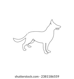 Esbozo continuo de arte de una sola línea de mascota de perro Ilustración de vectores