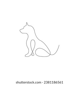 Continuous dog pet animal single line art outline Vector illustration
