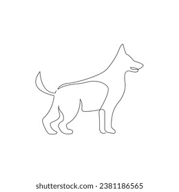 Continuous dog pet animal single line art outline Vector illustration