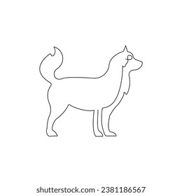 Continuous dog pet animal single line art outline Vector illustration