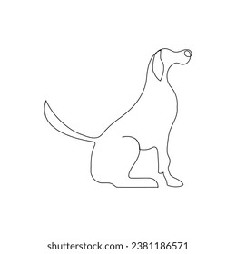 Continuous dog pet animal single line art outline Vector illustration