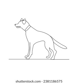 Continuous dog pet animal single line art outline Vector illustration