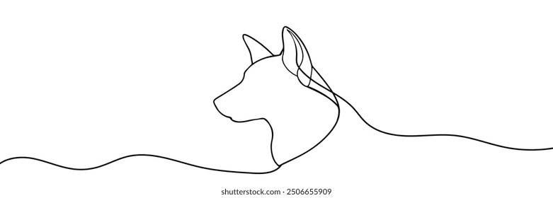 Ilustración vectorial de contorno de arte de línea única de animal de compañía de perro continuo