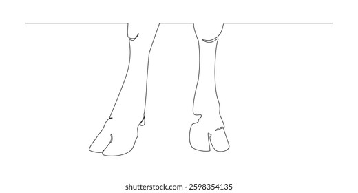 Continuous doodle one line style Cow legs of Eid Al Adha banner design