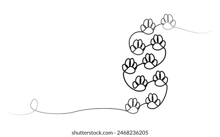 continuous drawing of animal tracks in one line. vector