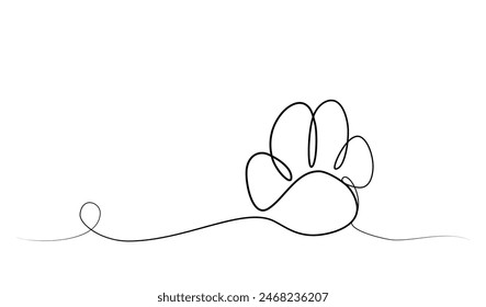 continuous drawing of animal tracks in one line. vector