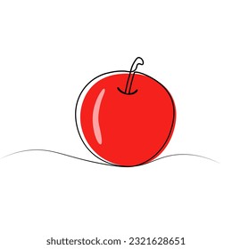 Continuous drawing of an apple with one line.