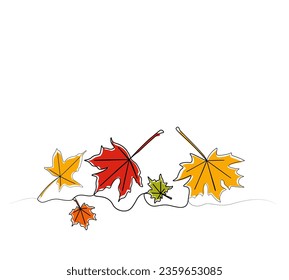 continuous drawing of autumn leaves in one line