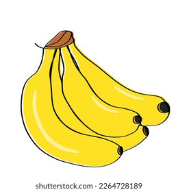 continuous drawing of bananas with one line.