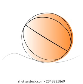 fortlaufende Zeichnung eines Basketballs mit einer Linie