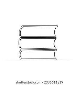 dibujo continuo de libros en una línea. ilustración vectorial