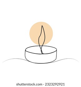 continuous drawing of a candle with one line. minimalistic line, vector image