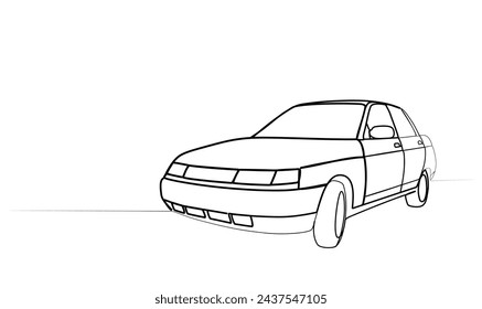 continuous drawing of a car with one line. vector illustration