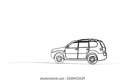 Dibujo continuo de un coche con una línea. Vector