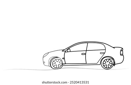 desenho contínuo de um carro com uma linha. vetor