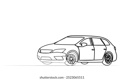Dibujo continuo de un coche con una línea. Vector