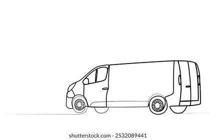 Dibujo continuo de un coche con una línea. Ilustración vectorial