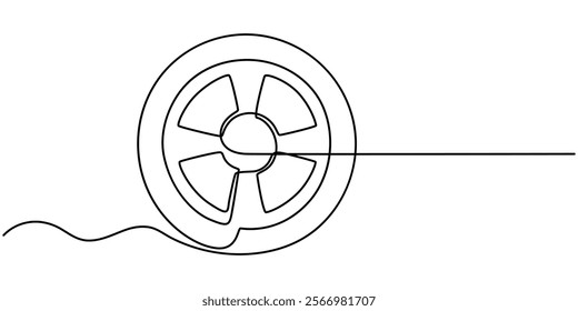 continuous drawing of a car tire in one line. vector, One continuous line illustration of a car wheel, isolated on white background. Line art of car wheel. Tire Hand Drawn Icon, Doodle Style Vector. 