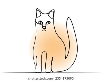 Continuous drawing of a cat with one line. vector illustration