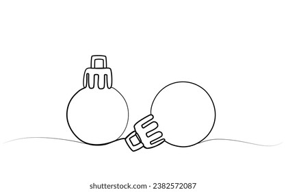 continuous drawing of a Christmas ball with one line. vector