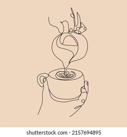 Continuous drawing of the coffee cup line. Vector illustration