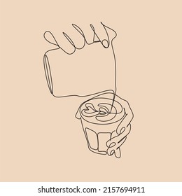 Dibujo continuo de la línea de la taza de café. Ilustración del vector