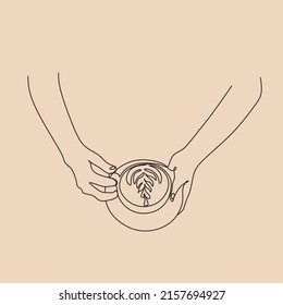 Continuous drawing of the coffee cup line. Vector illustration