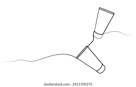 dibujo continuo de envases cosméticos de crema o gel en una línea. ilustración vectorial