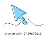Continuous drawing of cursor arrow. One line icon of cursor arrow. One line drawing background. Single line vector illustration. Cursor arrow icon