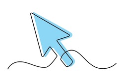Continuous drawing of cursor arrow. One line icon of cursor arrow. One line drawing background. Single line vector illustration. Cursor arrow icon