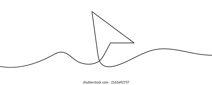 Continuous drawing of cursor arrow. One line icon of cursor arrow. One line drawing background. Vector illustration. Cursor arrow icon