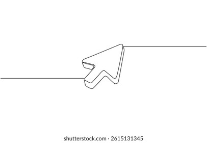 Continuous drawing of cursor arrow. One line icon of cursor arrow, Background of drawing one line on a white background. A single line drawing of a cursor. Continuous line cursor icon.