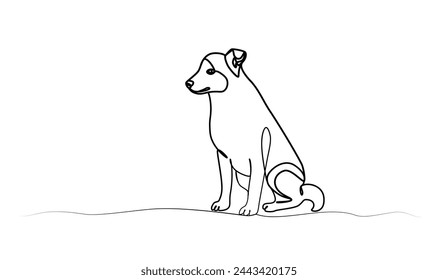 Kontinuierliches Zeichnen eines Hundes mit einer Linie. Vektor