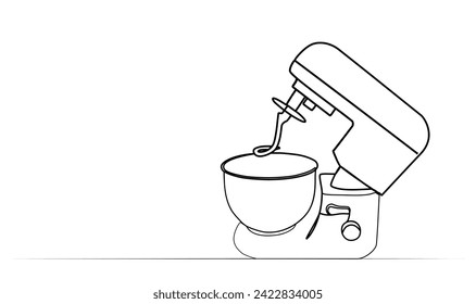 continuous drawing of a dough mixer with one line. vector illustration