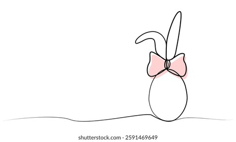 Continuous drawing of an Easter egg with a bow in one line. vector illustration