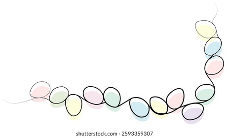 Continuous drawing of an Easter egg with a bow in one line. vector