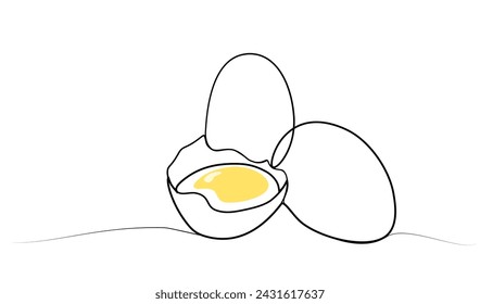 continuous drawing of eggs in one line. vector