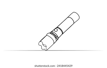 continuous drawing of a flashlight with one line. vector