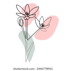 continuous drawing of flowers in one line. vector illustration