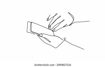 continuous drawing Fortune telling on cards female hands, fortune telling,
