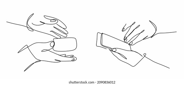 continuous drawing Fortune-telling on cards female hands in four hands, fortune telling, game.