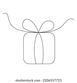 Continuous drawing of gift wrapping. Vector on a white background.