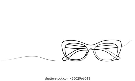 continuous drawing of glasses with one line. vector