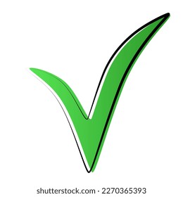 continuous drawing of a green tick in one line.