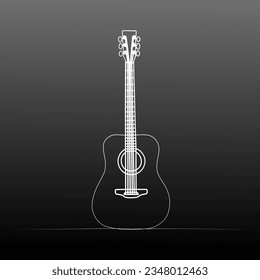 continuous drawing of a guitar with one line.