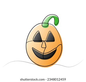 Kontinuierliches Zeichnen eines Halloween-Kürbis mit einer Linie.